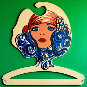 Mod Face Hanger Vintage BG Milano Blue Hair Woman Lady Turban MCM Italy 14" READ